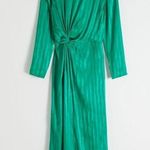 & Other Stories & Other Stories Paris Atelier Twist Knot Green Striped Long Sleeve Midi Dress Photo 0