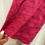 Kate Hill  Pink Fuchsia Sequin Linen V-Neck Embroidered Blouse Size  Large Petite Photo 6