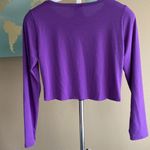 LuLaRoe medium violet Barbie purple crop top long sleeve with raw hem soft comfy Photo 2