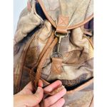 Vintage 1980s/90s Brown Leather Patchwork Clip Front Drawstring Backpack Bag Photo 6