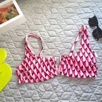 Time & Tru NWT Bikini top Geo Print V-Wire pink size Large 12/16 swimsuit Photo 1
