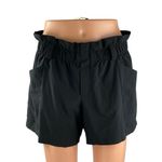 Athleta Skyline Women's Black High Waisted Pleated Paperbag Mini Shorts Size 6 Photo 0