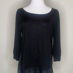 Black Sweater Sz Medium Scoop Neck Chiffon Hem Photo 0