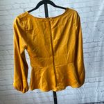 Marc New York  Golden Yellow Silky Satin Ruched Stretchy Blouse Size Small Photo 1