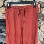 Comfy Linen Cotton Flowy Rust Pants Drawstring New Wide Leg Red Size undefined Photo 2