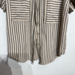 Free People  Ivory Striped Christopher Linen Shirt Oversized Sz S NWT Photo 3