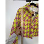 Main Strip  Tweed Jacket Women S Neon Yellow Pink Houndstooth Cropped Maximalist Photo 8