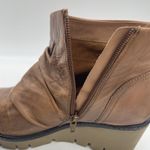 Diba True  Womens 8 Booties Next Day Wedge Platform Brown Leather Soft Side Zip Photo 11