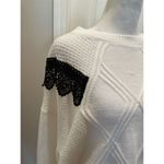 Lane Bryant Women's White Pullover Sweater Size 18 Black Lace Accents Photo 1