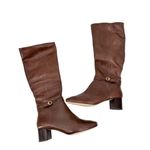 Tory Burch Brown Leather Square Heel Riding Boots Size 6 Photo 0