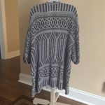 Hinge  Open Cardigan Cotton Art Deco Fringe Navy Ivory XS / Small Photo 3