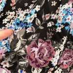 DALIA Black Lilac Lavender Purple Gray Floral Split Neck Long Sleeve Blouse Work Size L Photo 9