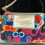 Coach  Poppy Rare Vibrant Colors and Gold metallic wristlet Photo 0