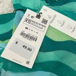 ZARA  Wavy Green Striped Midi Dress Photo 8