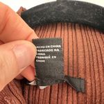 Forever 21 Vintage Y2K  Ribbed Lettuce Trim Chocolate Brown Collared Top‎ Large Photo 6