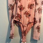 Rue 21 Pink Ruched Puff Sleeve Bodysuit SZ S Floral Print Y2K Long Sleeve Top Photo 6