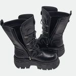 Women's Punk Gothic Goth Chunky Platform Black Combat Moto Boots Size 41 Photo 3