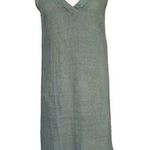Francesca Bettini Green Sleeveless V Neck 100% Linen Midi Dress Womens Size S Photo 0