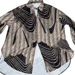 SheIn Curve Women's Brown Black Striped Cut Out Chiffon Blouse Size 3X Photo 2