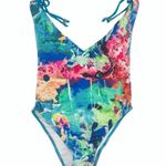 NEW Robb Lulu L One Piece Bathing Suit Jungle Jane Low Open Back Swimwear Pool Blue Size L Photo 1