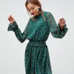 Y.A.S Grace Green Ditsy Floral Long Sleeve Smocked Skater Dress Size XL Photo 3