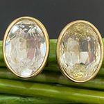 Givenchy Vintage New York Goldtone Oval Clear Crystal Rhinestone Clip Earrings Photo 0