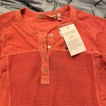 Soft Surroundings terracotta orange rust medium Henley top nwt cotton linen Photo 6