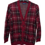 Ralph Lauren VTG Polo Mohair Blend Red Black Plaid Cardigan Sweater Women's Sz M Photo 0