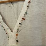 ZARA NWOT  Women's Off White Linen V-Neck Top Size Medium Empire Waist Photo 3