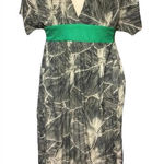 Maple‎ Anthropologie Women’s Silk Dress Deep V Neck Tie Waist Midi Leaf Print Size M Photo 0