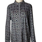 Tyler Boe‎ Shirt Women 10 Navy Blue Pink Geometric Collared Button Down Preppy Photo 0