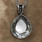 Sterling Silver 925 Marcasite Outlined Mother of Pearl Pendant and Rope Necklace Photo 3