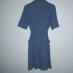 Suburbanite M Vintage Double Knit Short Sleeved Pocketed Belted Shirt Dress Blue Size M Photo 2