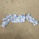 Majorelle Andrea Floral Off The Shoulder Crop Top in Powder Blue Ruffle Size XS Photo 1