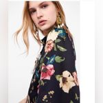 ZARA  Multicolor Floral Romper Long Sleeve Chiffon Black Small Photo 13