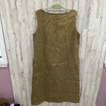 Two Days Off 100% Linen Suki Sheath Dress Pockets Moss Green Lagenlook Medium Photo 5