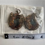 Western style wooden with sunflower shape pattern‎ drop hook earrings Brown Photo 4