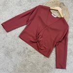 Amanda Uprichard Women’s Red Long Sleeve Halifax Top Blouse V-Neck Size S Photo 3