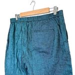 Theory NEW Treeca Pull On Cropped Ankle Pant Linen Blend Teal Fiji Melange 10 Photo 6