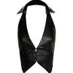 I am gia • Sid Vest black faux leather halter corset sexy plunge hardware Photo 2