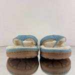 L.L.Bean Womens Light Blue Suede Leather Wicked Good Shearling Lined Flip Flops Photo 6