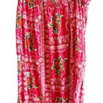 LC Lauren Conrad Button Front Linen Blend Floral Midi Skirt 2X Dark Pink Beachy Photo 2