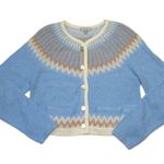 J.Crew NWT Fair Isle Cardigan in Frosted Tundra Snow Brushed Yarn Sweater L Photo 0