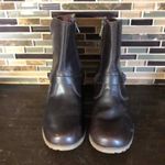 Teva ‎ de la vina brown leather sage Green canvas moto boots women’s US 6 EU 37 Photo 3