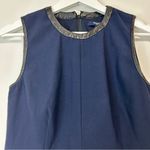 Madewell  Women’s Sleeveless Peplum Leather Trim Tank Top Blue Black Size 4 EUC Photo 1