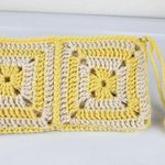 New Handcrafted Crochet Clutch Yellow Cream Case Granny Heart Crochet Charm Photo 3