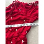 Free People Jumpsuit Womens Small Red Cream Embroidered Wide Leg Boho Festive Photo 6