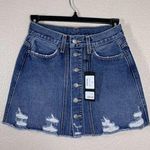 CARMAR 25 Fenton Distressed Denim Mini Skirt Button Front New $188 Photo 0