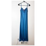 Pink Memories MATILDA LONG VISCOSE SLIP DRESS WITH LACE Blue Photo 2