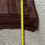 Buckle BKE Womans Large Root Beer Jacquard Hooded Pullover Sweater Oversized Open Weave Photo 11